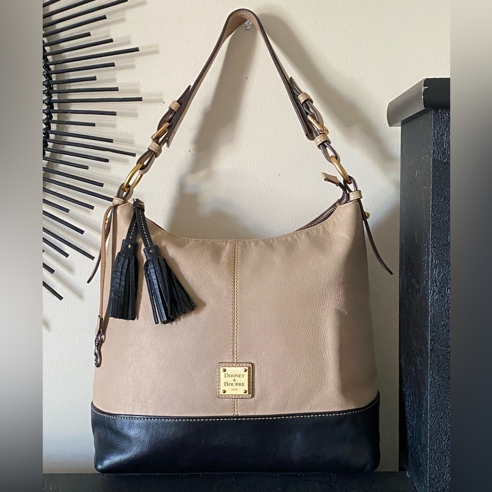 Dooney & Bourke Tan and Dark Brown/Black Shoulder Bag